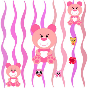 s Day, cat, bunny, bear, heart,smiley, vector background