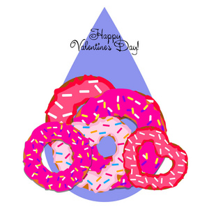 s Day, heart donut, greeting card, vector background