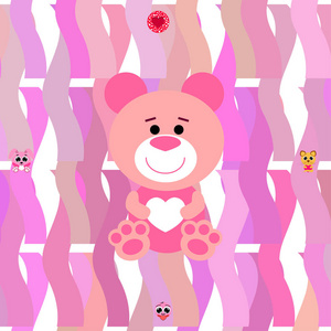 s Day, cat, bunny, bear, heart,smiley, vector background