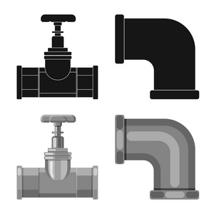 管道和管图标的矢量插图。库存管道和管道矢量图标集