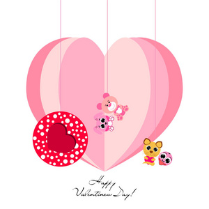 s Day, cat, bunny, bear, heart,smiley, vector background