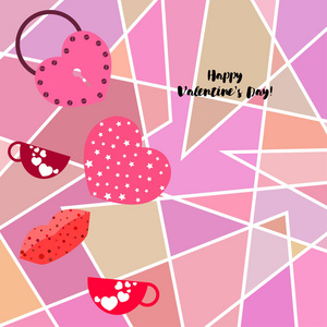 s Day, mug, lock, lips, heart, vector background