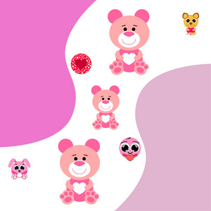 s Day, cat, bunny, bear, heart,smiley, vector background