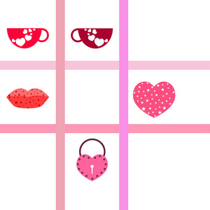 s Day, mug, lock, lips, heart, vector background