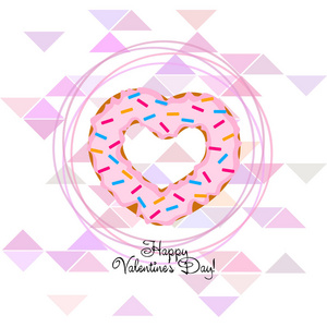 s Day, heart donut, greeting card, vector background