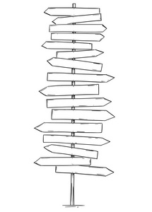 空的老木路十六向箭头标志的图画