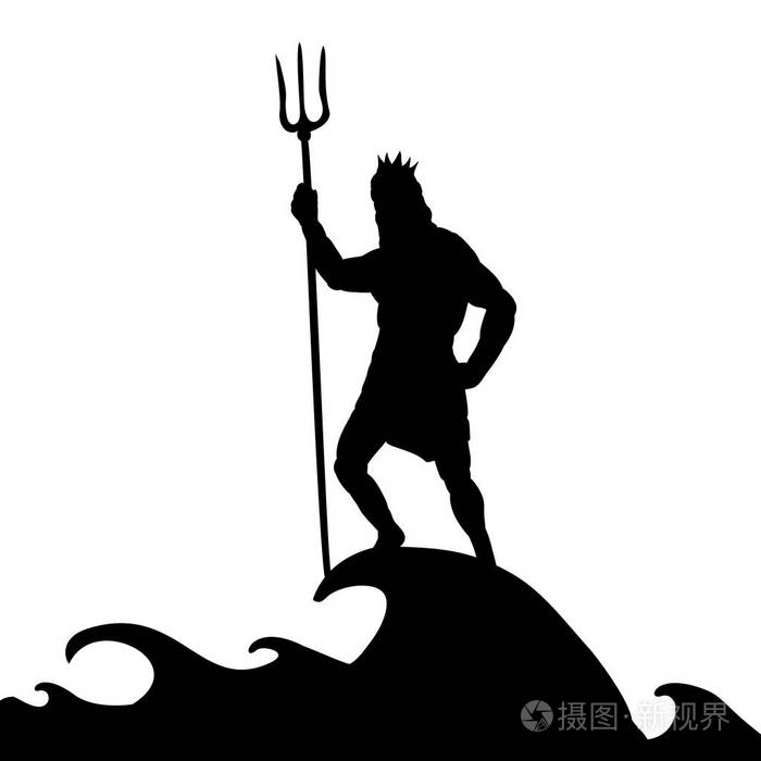 海王星神剪影古代神话幻想插画 正版商用图片18fp9z 摄图新视界