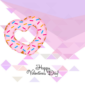 s Day, heart donut, greeting card, vector background