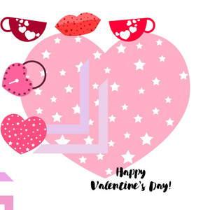 s Day, mug, lock, lips, heart, vector background