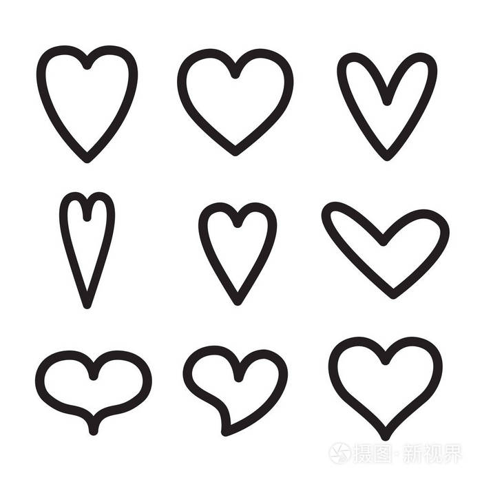 心连心线图标情人节爱设置隔离在白色背景向量辉煌