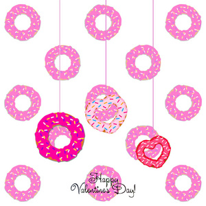 s Day, heart donut, greeting card, vector background