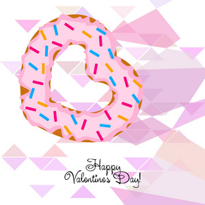 s Day, heart donut, greeting card, vector background