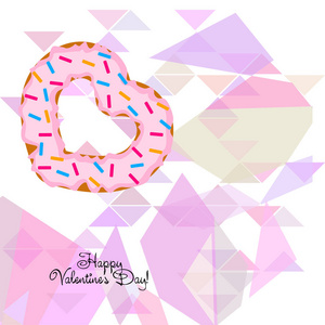 s Day, heart donut, greeting card, vector background