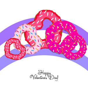 s Day, heart donut, greeting card, vector background