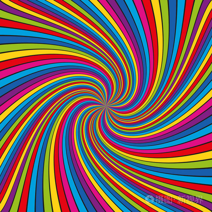 螺旋形的多色线. 彩色线条背景图