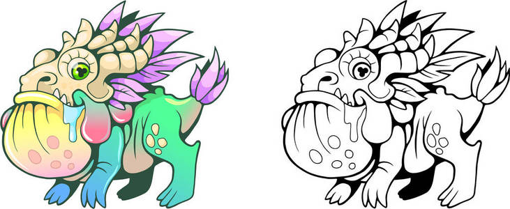 小卡通蟾蜍龙有趣的插图照片