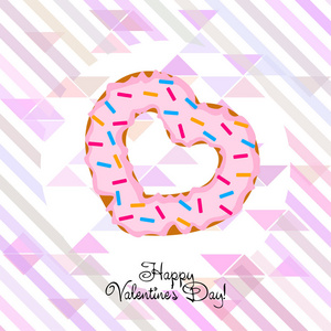 s Day, heart donut, greeting card, vector background