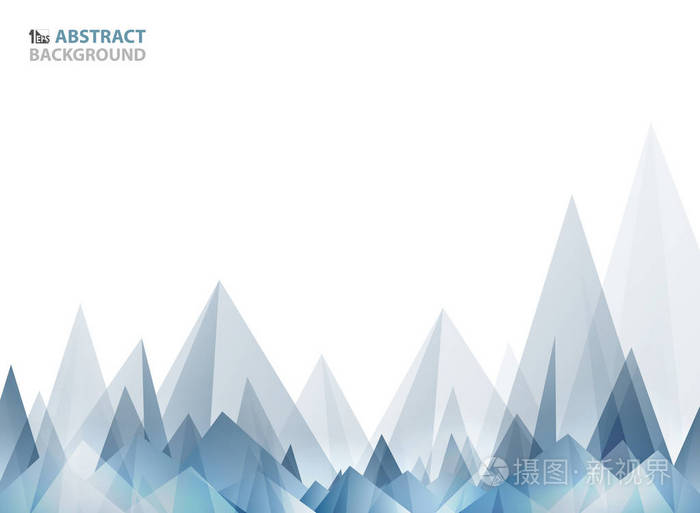 抽象的宽蓝色三角形图案，山形几何。 现代展示的商业设计。 您可以使用海报广告封面设计年度报告。 向量eps10