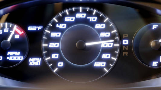 汽车的速度, 发动机上的负载, 转速表, 仪表板