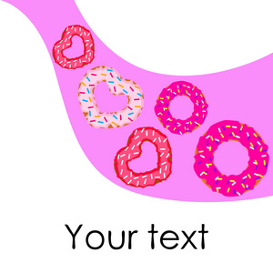 s Day, heart donut, greeting card, vector background