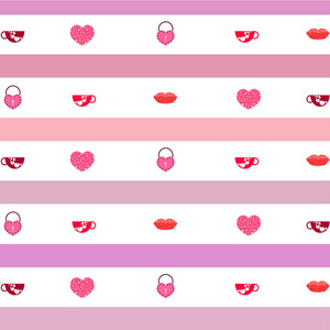 s Day, mug, lock, lips, heart, vector background