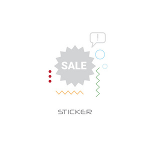 销售购物标签贴纸图标特别提供折扣概念线风格隔离