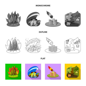 天气和遇险符号的孤立对象。天气和崩溃股票向量的集合例证