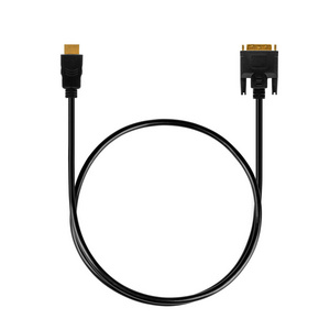 黑色DVI到HDMI计算机监视器转换电缆与金尖和连接引脚隔离在白色背景上