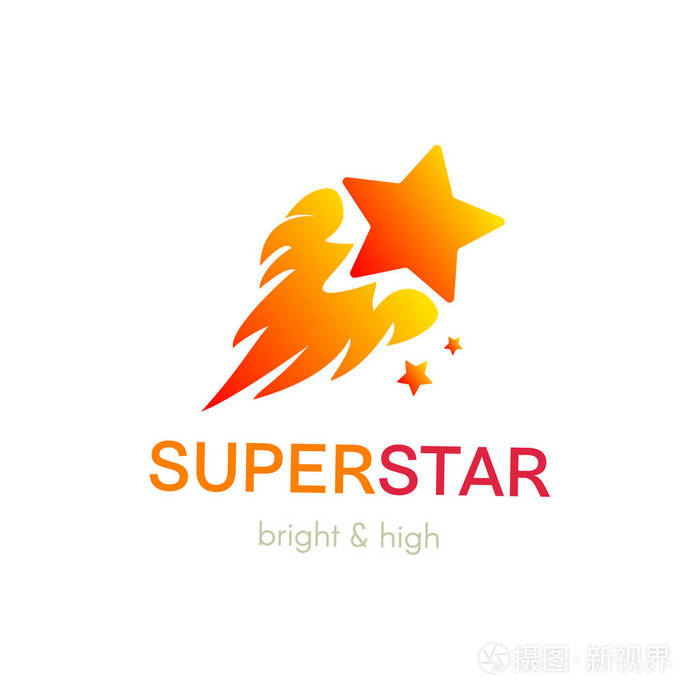 燃烧的明星平面矢量标志设计