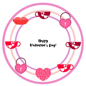 s Day, mug, lock, lips, heart, vector background