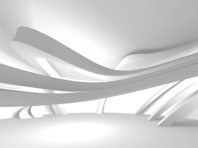 抽象的现代白色建筑背景。 三维渲染图