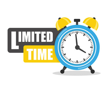 有限的时间超过白色背景,矢量平面插图.插画