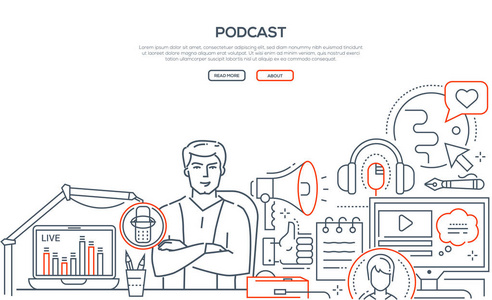 播客现代线条设计风格网页横幅