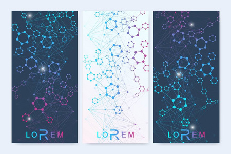 单张海报布局。杂志封面模板企业形象。科学和技术的设计 结构 Dna 化学 医学背景 业务和网站模板。矢量图