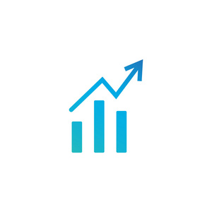 隔离增长增长矢量图与红色箭头上升. 矢量图标隔离在白色背景上.