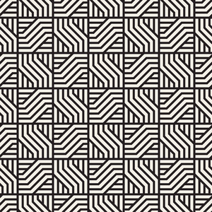 条带元素的多边形线性网格矢量无缝几何图案.