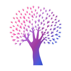手绘装饰霓虹灯手树可用于生态环境循环利用自然保护卡横幅传单海报等。 自然背景