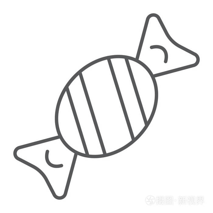 糖果和食物, 棒棒糖标志, 矢量图形, 在白色背景的线性图案插画-瞻骀