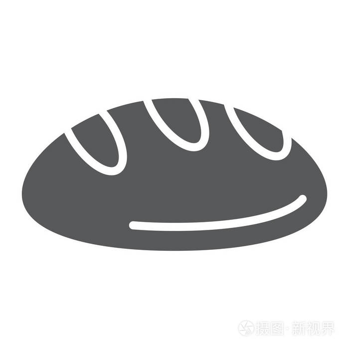 面包字形图标, 面包店和食品, 糕点标志, 矢量图形, 白色背景上的固体