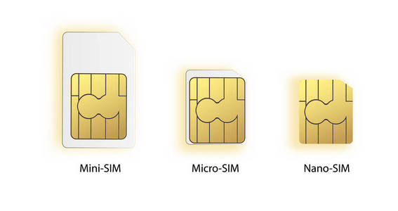 sim 卡图标符号概念。新芯片移动蜂窝通信技术。为带有芯片的移动设备设置 Simcards 卡。向量例证