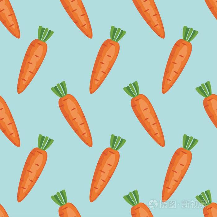 矢量无缝背景模式的整个胡萝卜隔离在蓝色背景.