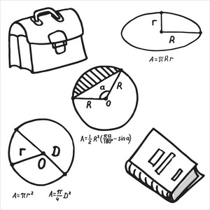 一套学校设备涂鸦图标。 矢量插图