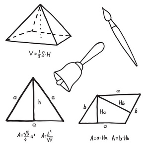 一套学校设备涂鸦图标。 矢量插图