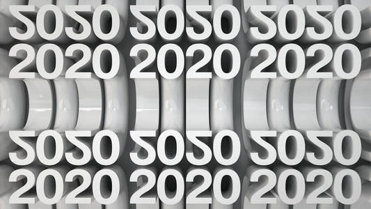 修正2020年3D数字。 网格白色新2020年数字。 庆祝背景。 三维渲染图