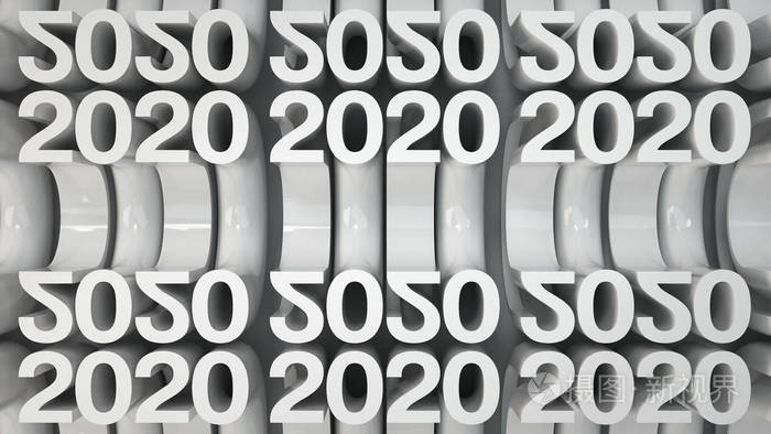 网格白色新2020年数字. 庆祝背景. 三维渲染图