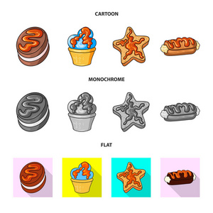糖果和烹饪标志的向量例证。一套糖果和产品库存向量例证