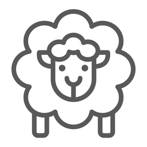 羊线图标羊线图标, 羊毛和动物, 羊肉标志, 矢量图形, 在白色背景的