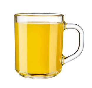 在白色背景查出的玻璃杯子橙汁