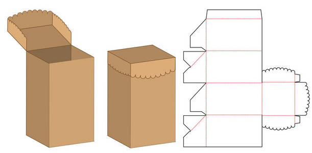 箱体包装模切模板设计。 3D模拟