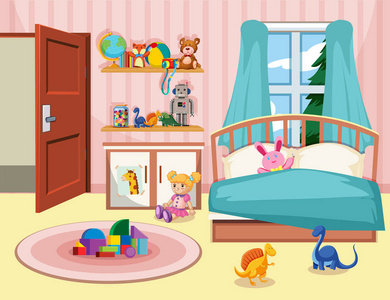 一张儿童卧室背景插图图片